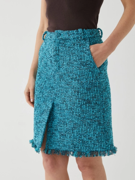 Юбка твидовая Marou, цвет: голубой,  купить онлайн