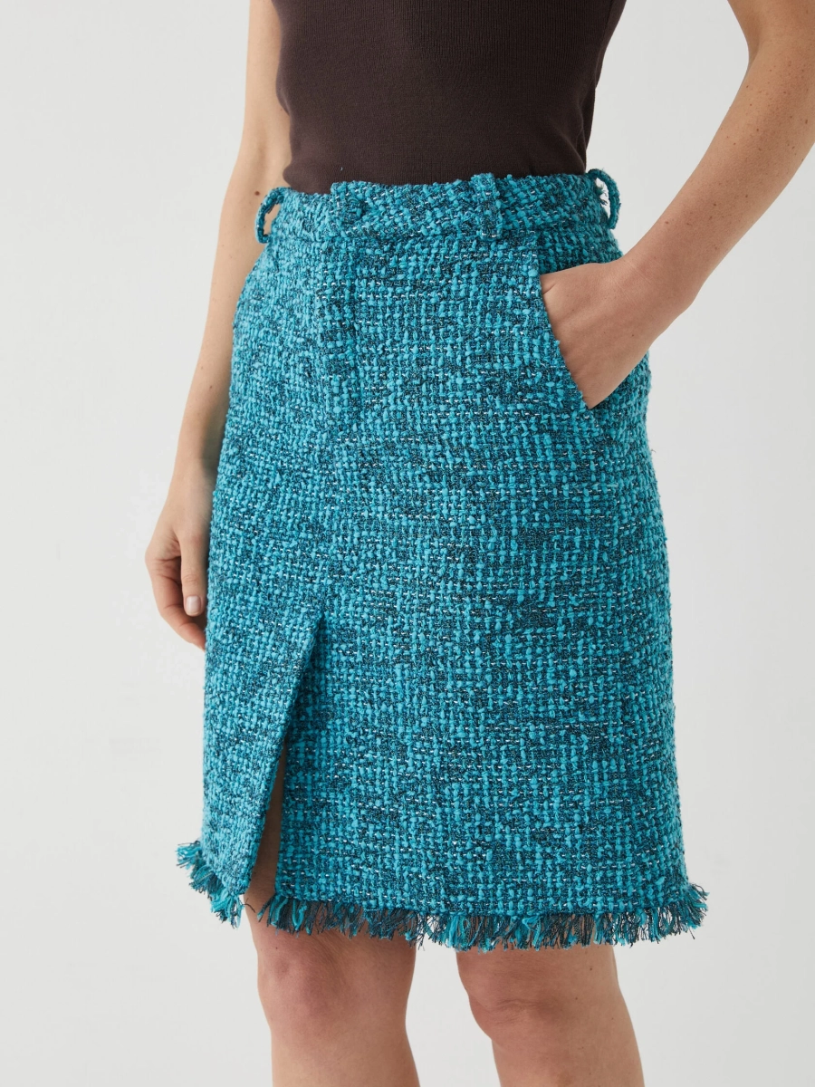 Юбка твидовая Marou, цвет: голубой,  купить онлайн