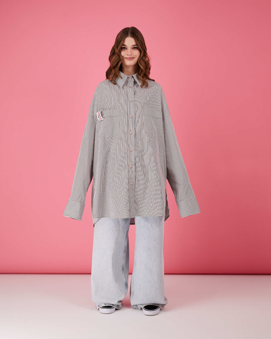 Рубашка макси овер #35 TABOO, цвет: черно-белый, Rub35 купить онлайн