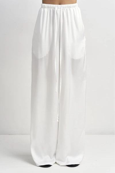 Брюки атласные Erist store, цвет: белый,  купить онлайн