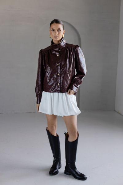 Юбка из шелка баллон мини VLVT, цвет: молочный, 00-00005383 купить онлайн