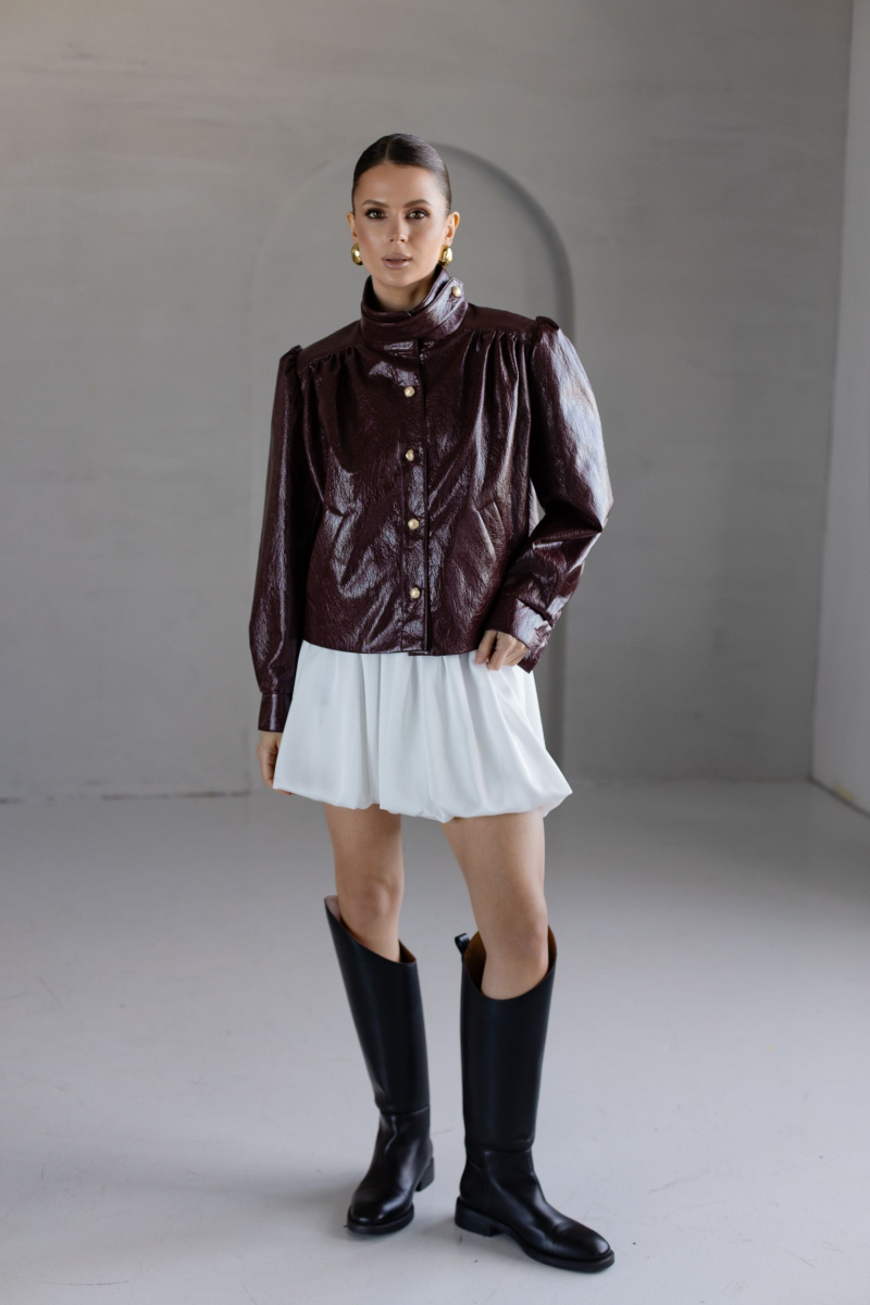 Юбка из шелка баллон мини VLVT, цвет: молочный, 00-00005383 купить онлайн