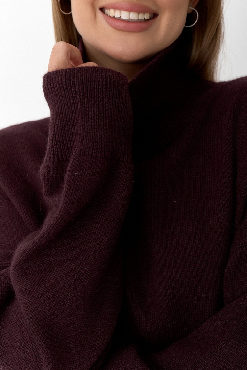 Свитер с широкими рукавами с ангорой Ricoco, цвет: баклажановый, 5032/5 купить онлайн