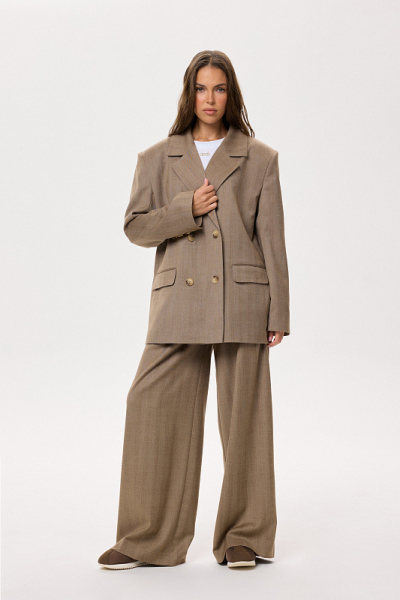 Брюки из шерсти ABDA, цвет: коричневая елочка, 332509502117 купить онлайн