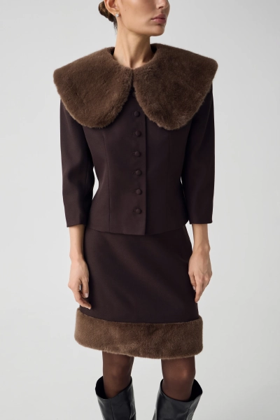 Жакет со съемным воротником Shtripling, цвет: шоколадный, SHJKT007CHK купить онлайн