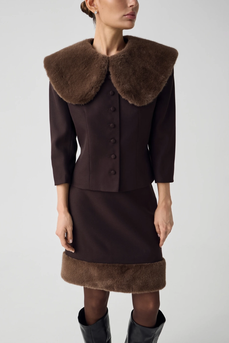 Жакет со съемным воротником Shtripling, цвет: шоколадный, SHJKT007CHK купить онлайн