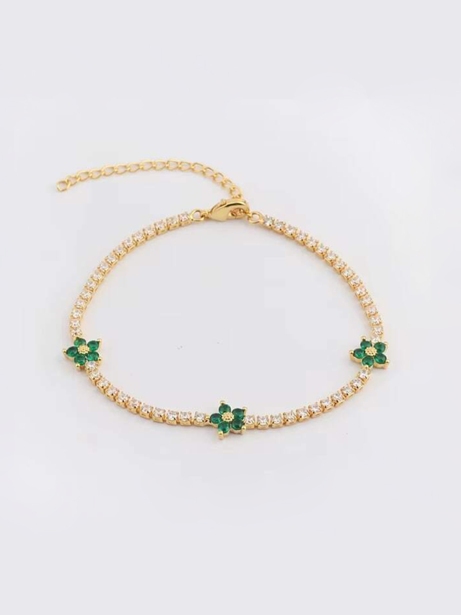 Теннисный браслет Flower green