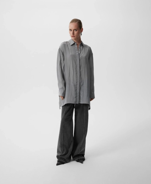 Блузка прямой свободной формы GLVR, цвет: серый, 225G32GAC2206 купить онлайн