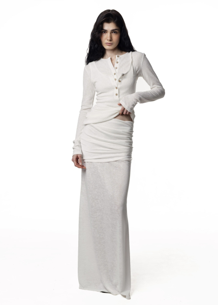 Юбка с драпировкой из вискозы ASYA SEMYONOVA, цвет: WHITE,  купить онлайн