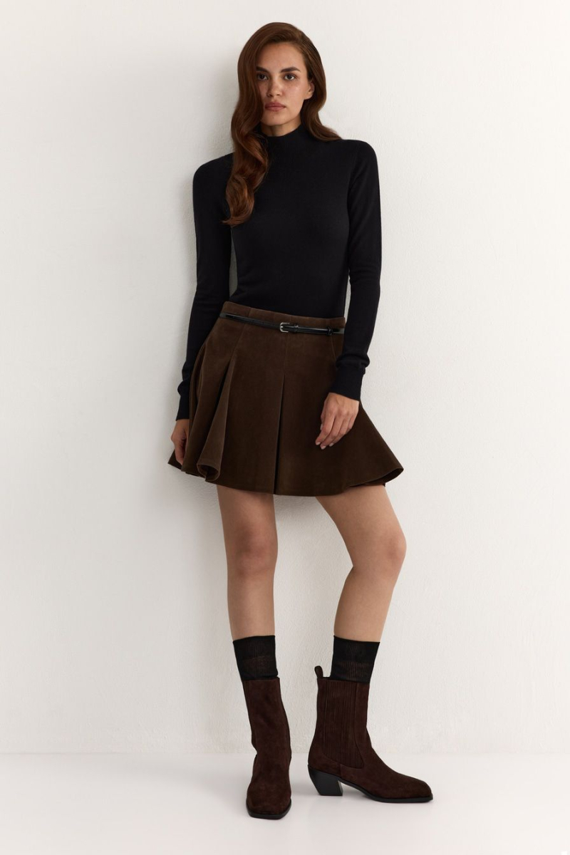 Юбка из экозамши TOPTOP, цвет: коричневый, TT.070.18774.700 купить онлайн