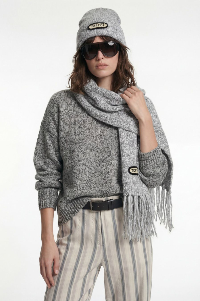 Шапка из переработанного полиэстера TOPTOP, цвет: серый с принтом TT.601.18516.801 купить онлайн