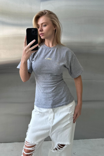 Футболка приталенная (серый меланж) Label .B, цвет: серый,  купить онлайн