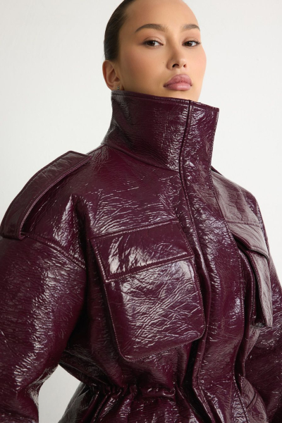 Парка из лаковой экокожи TOPTOP, цвет: Бордовый, TTS.045.18555.330 купить онлайн
