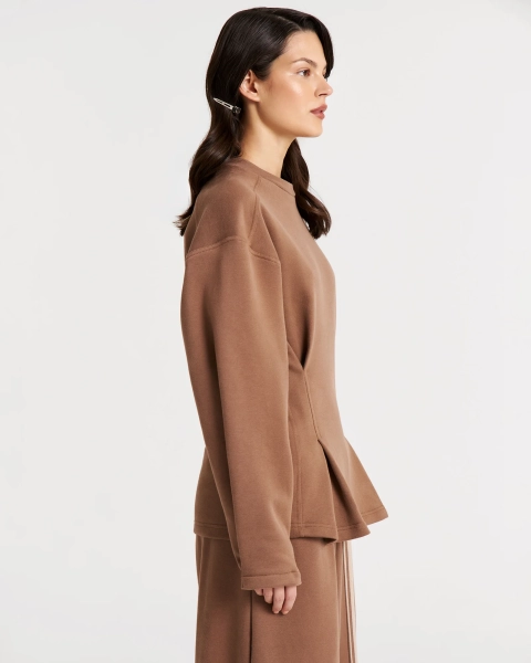 Свитшот с акцентной талией NUT Anmuse, цвет: коричневый,  купить онлайн