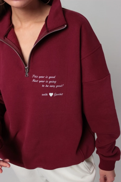 Свитшот с короткой молнией GARCHIT, цвет: Бордовый, GARFutSvitMolnRed2 купить онлайн