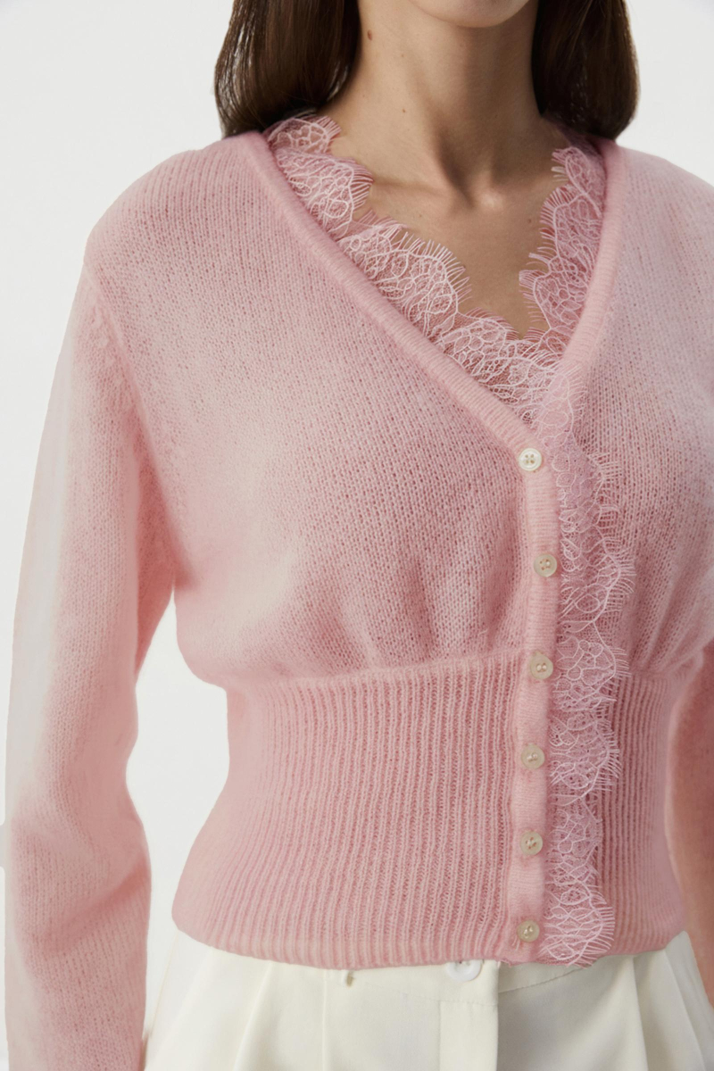 Кардиган с кружевом Charmstore, цвет: розовый, 305-49181-221 купить онлайн