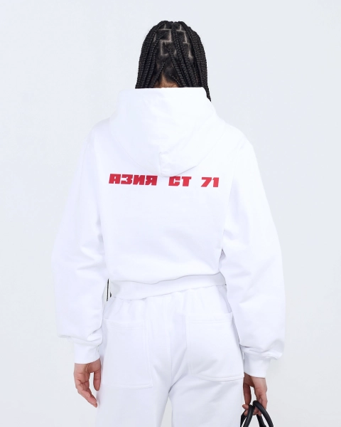 Худи укороченное Дисциплина ASIA ST 71, цвет: белый, Ast71.hood-discipline-crop-wh купить онлайн