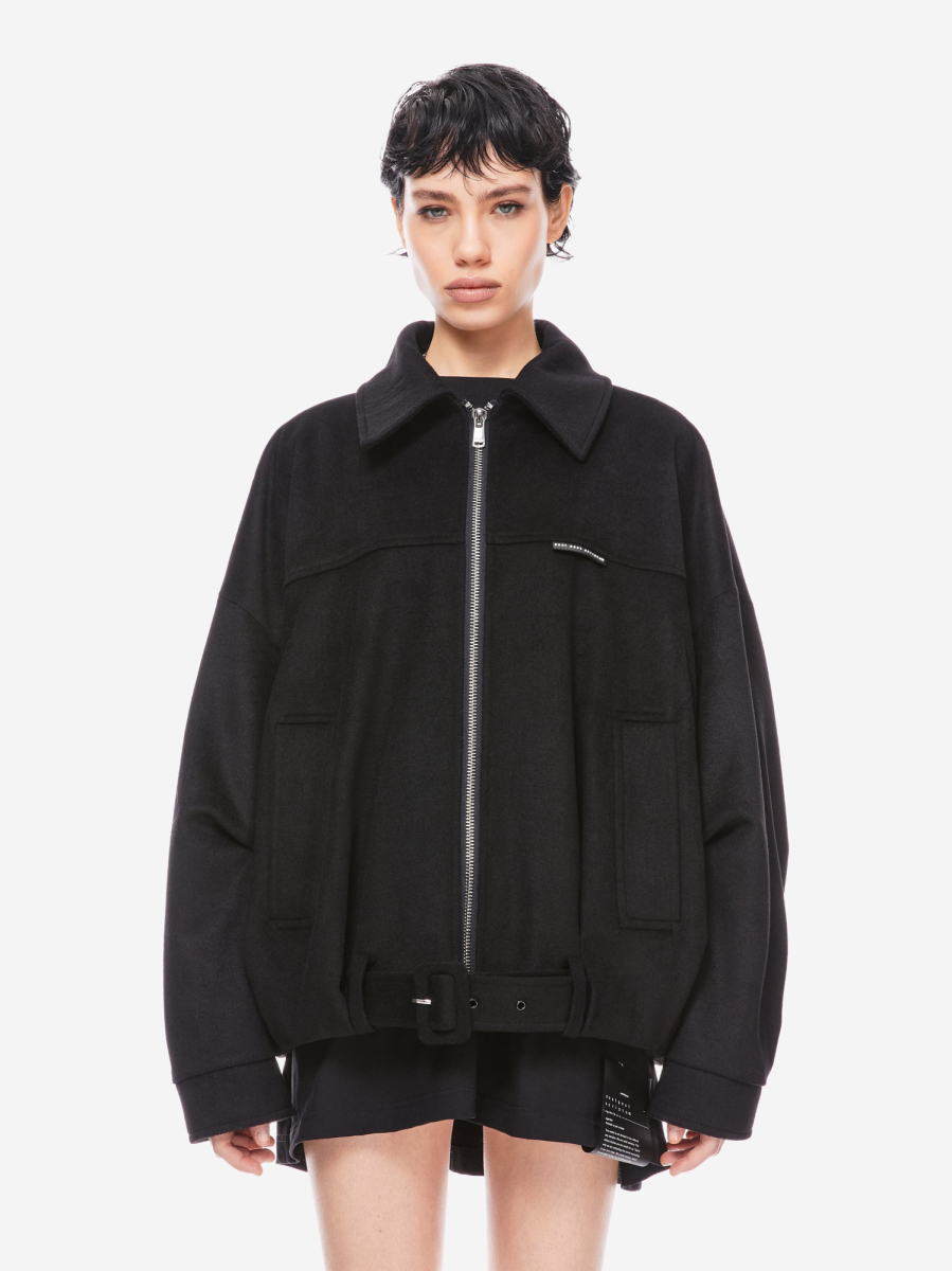 Шерстяной бомбер - пальто