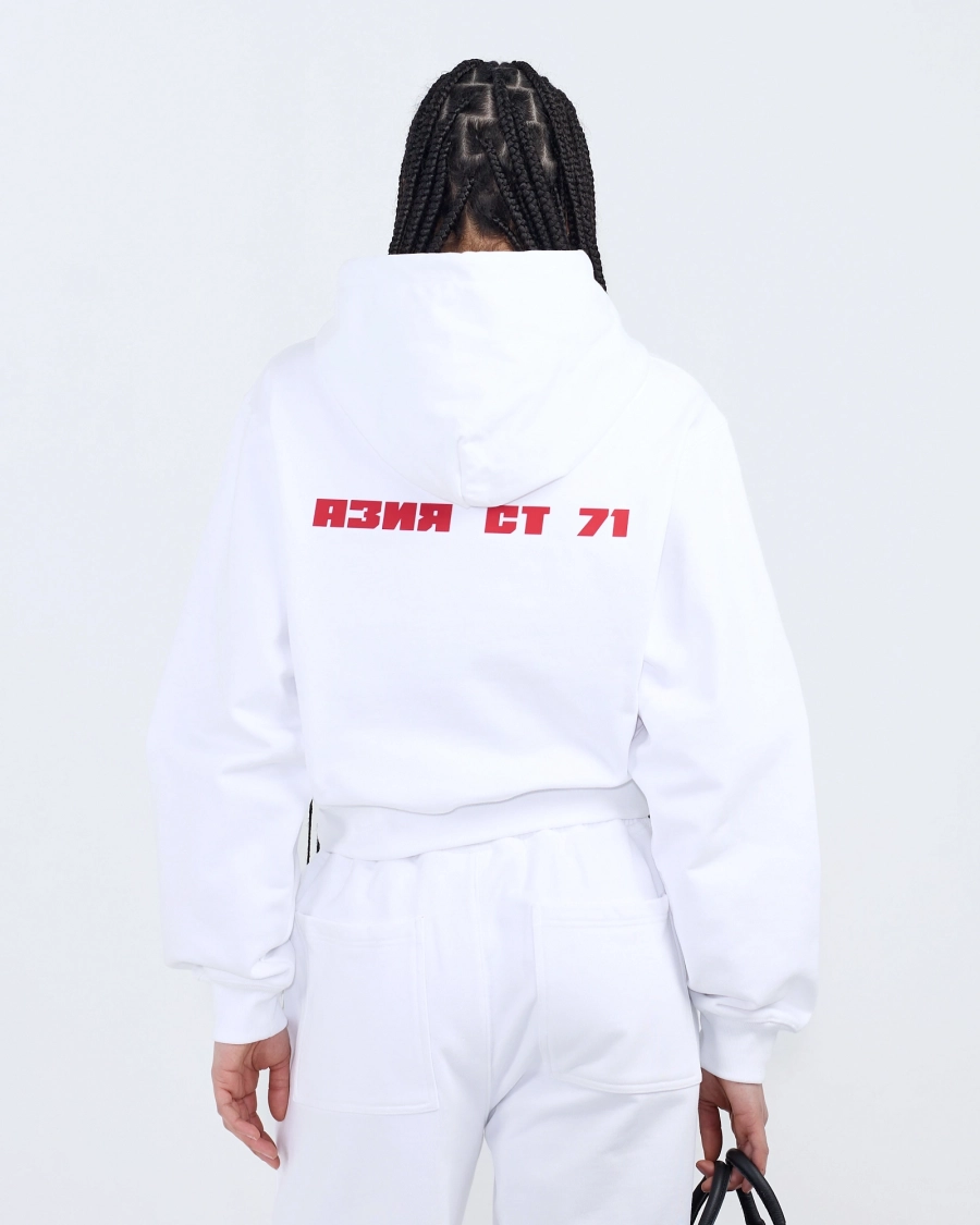 Худи укороченное Дисциплина ASIA ST 71, цвет: белый, Ast71.hood-discipline-crop-wh купить онлайн
