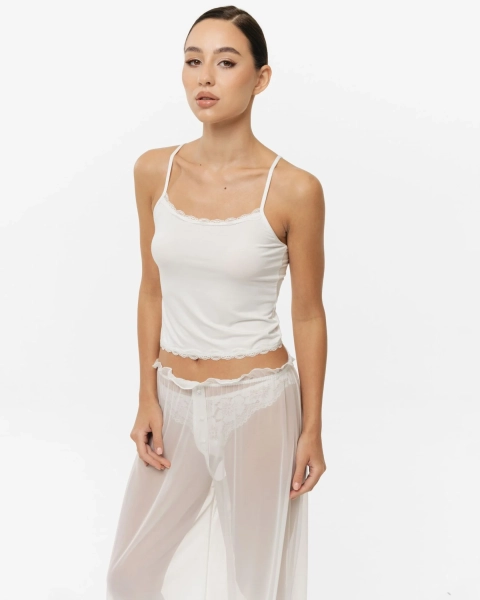 Брюки в сетку YONSRU, цвет: молочный,  купить онлайн