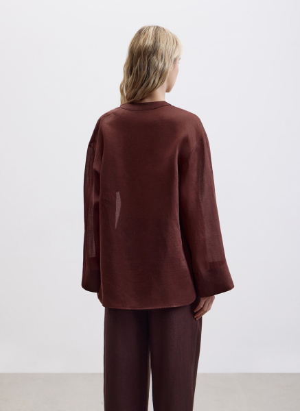 Рубашка из крапивы ALL WE NEED, цвет: коричневый, 2604W1369-19 купить онлайн