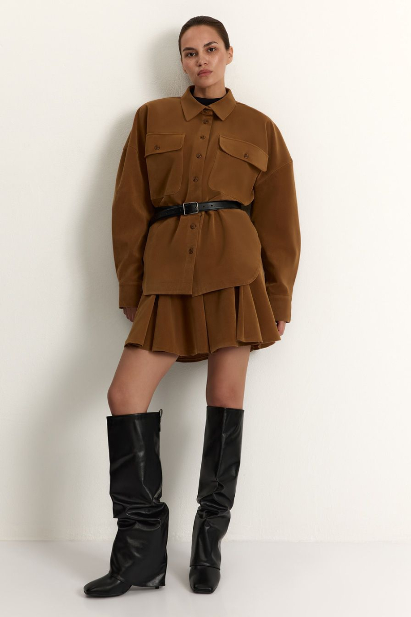 Рубашка из экозамши TOPTOP, цвет: бежевый, TT.021.17921.110 купить онлайн