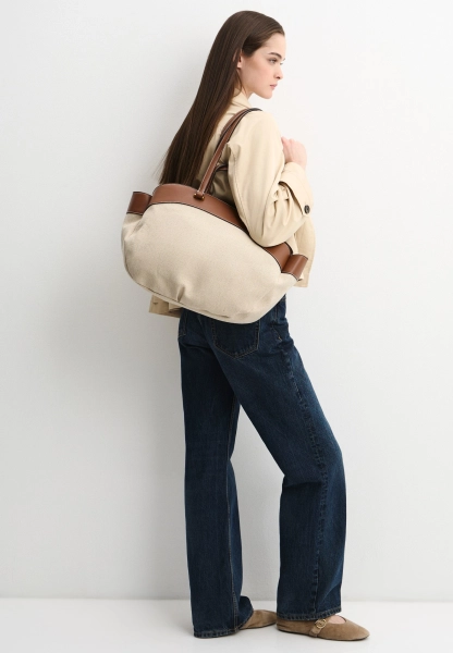 Шопер льняной SBALO, цвет: белый 324H44 купить онлайн