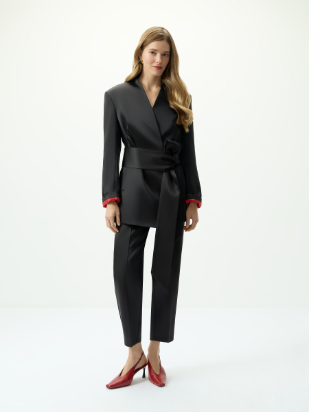 Жакет-кимоно с акцентным поясом Conso, цвет: Черный, PJ 250964 - черный купить онлайн