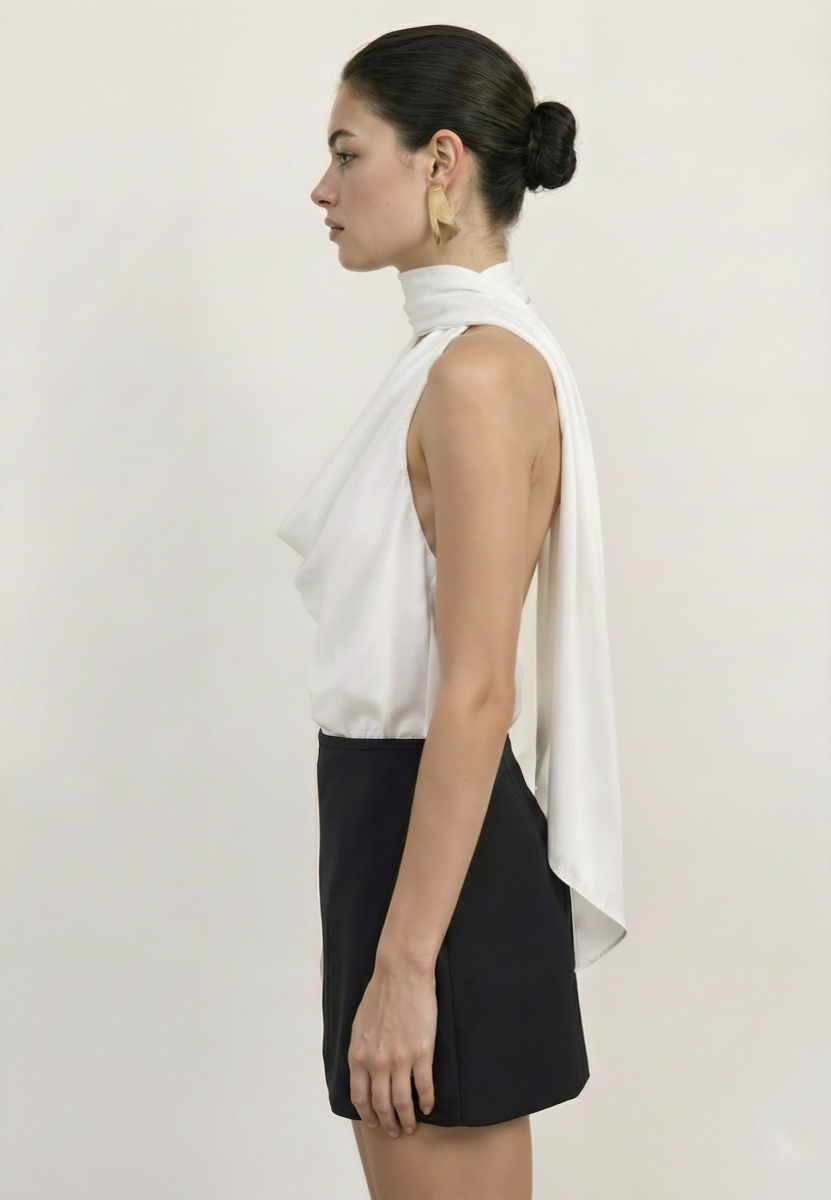 Топ из сатина с драпированным лифом REFERT, цвет: белый, 13-3949/1-2511 купить онлайн