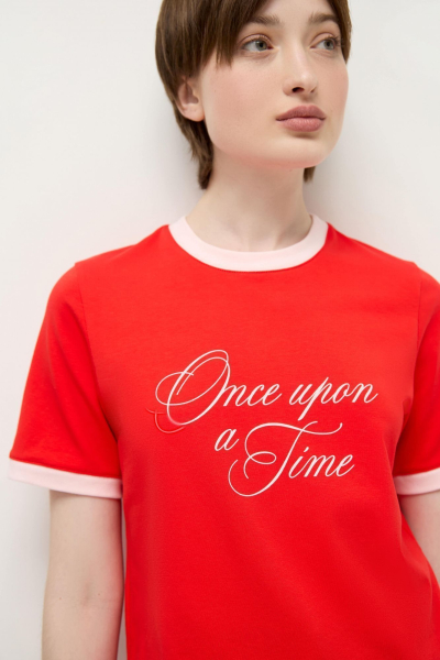 Футболка с принтом "Однажды"/ "Once upon a time" AROUND, цвет: красный,  купить онлайн