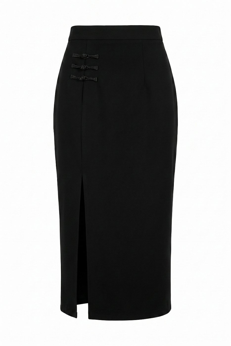 Юбка-макси с декоративной застежкой