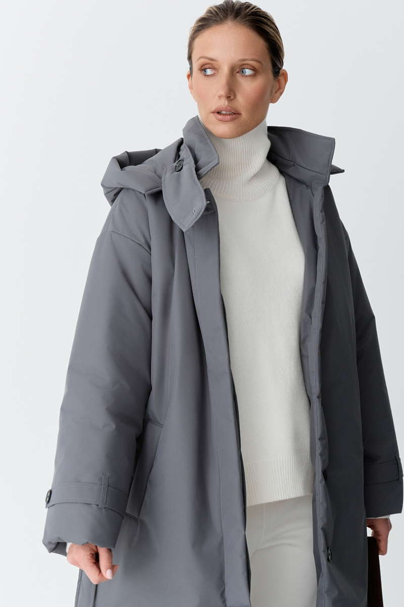 Пальто однобортное утепленное Ricoco, цвет: серый, 7012/3 купить онлайн