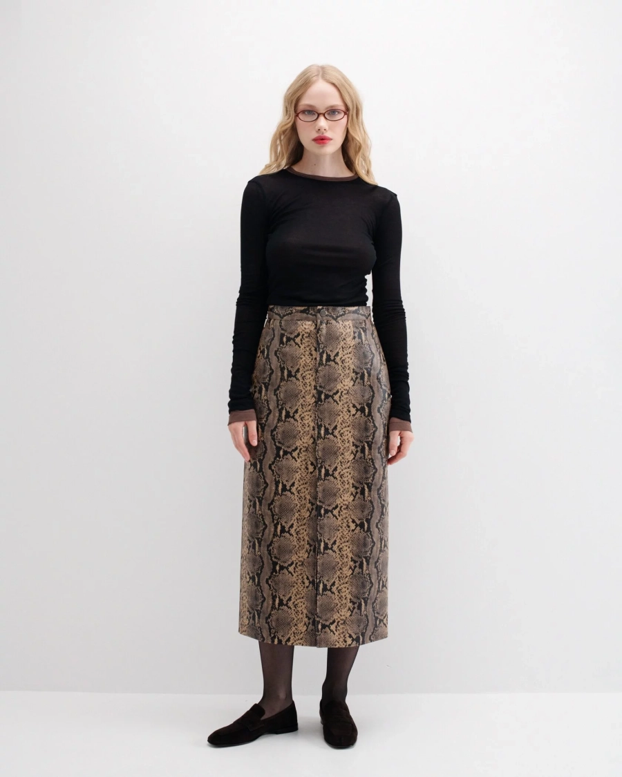 Юбка "Питон" Anmuse, цвет: коричневый, SK24А100-РТ купить онлайн