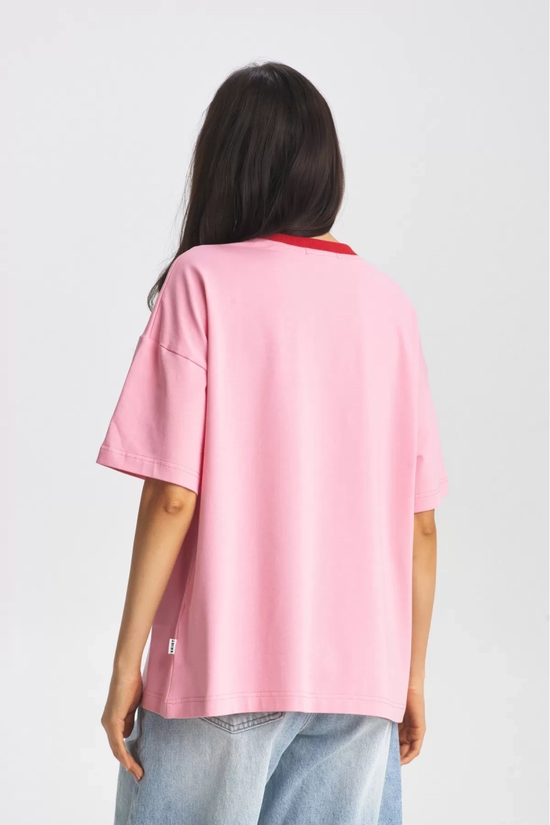 Футболка с контрастным воротом Pink Erist store, цвет: розовый НФ-00002178 |новая коллекция купить онлайн
