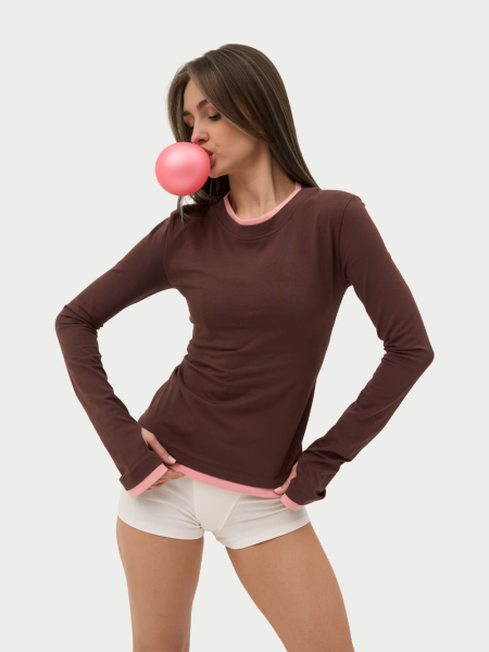 Лонгслив приталенный ONSI, цвет: коричневый,  купить онлайн