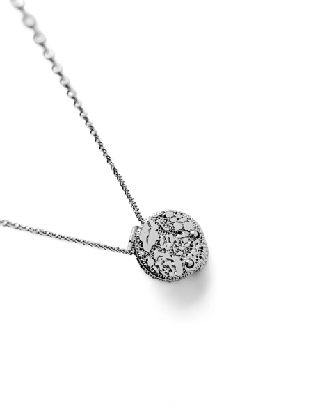 Серебряная подвеска-пуговица «Кружево» SBLESKOM, цвет: серебро, 12146 купить онлайн