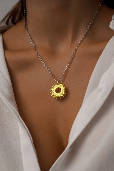 Серебряное колье "Helios" gold SBLESKOM, цвет: позолота,  купить онлайн