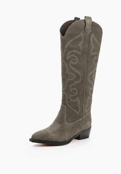 Казаки высокие демисезонные с узорами из натуральной замши SBALO, цвет: серо-коричневый SHT16-4  SK886-4 купить онлайн