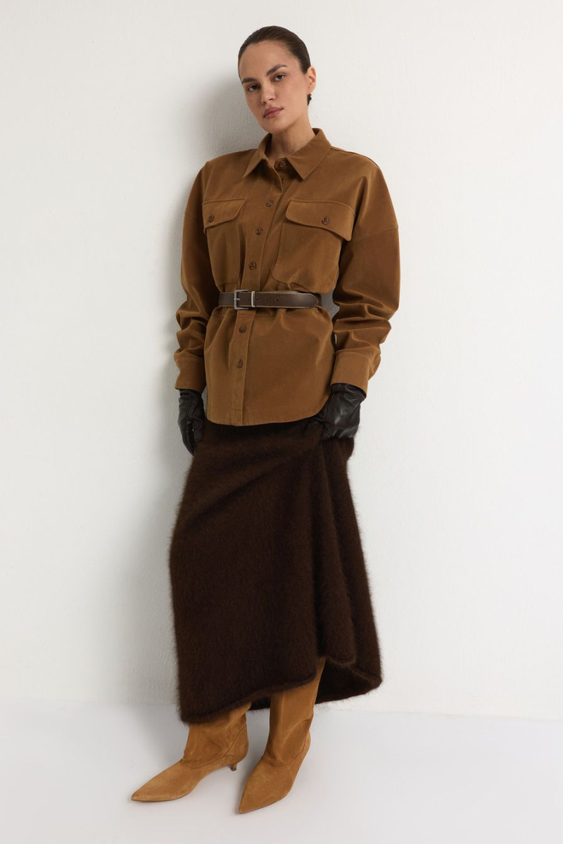 Юбка из смесовой ангорской шерсти TOPTOP, цвет: коричневый, TTS.072.18201.700 купить онлайн