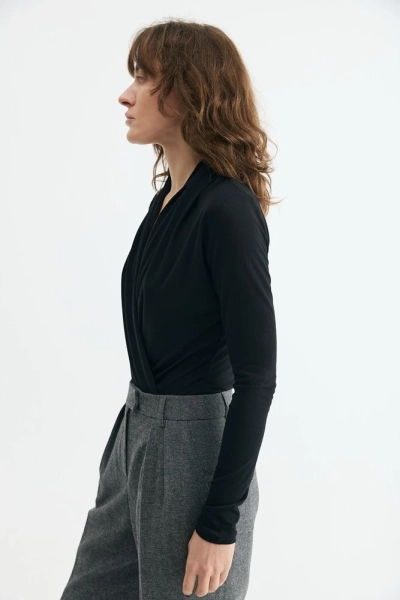 Боди из вискозного трикотажа с шерстью Daisyknit, цвет: Черный,  купить онлайн