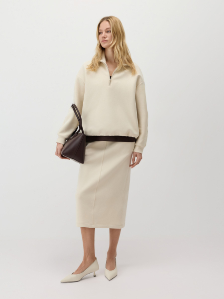 Свитшот с воротником-стойкой Conso, цвет: молочный,  купить онлайн