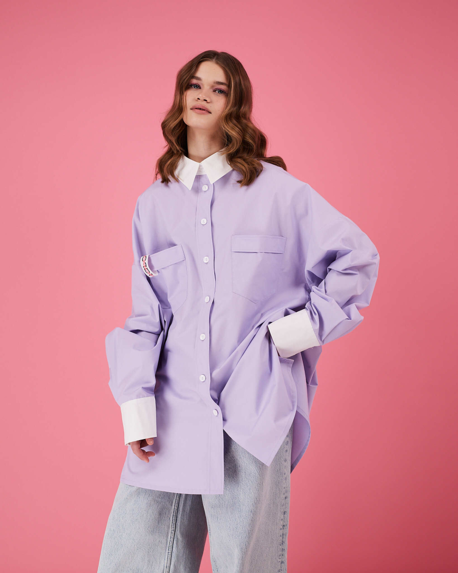 Рубашка макси оверсайз #22 TABOO, цвет: лаванда, Rub22 купить онлайн