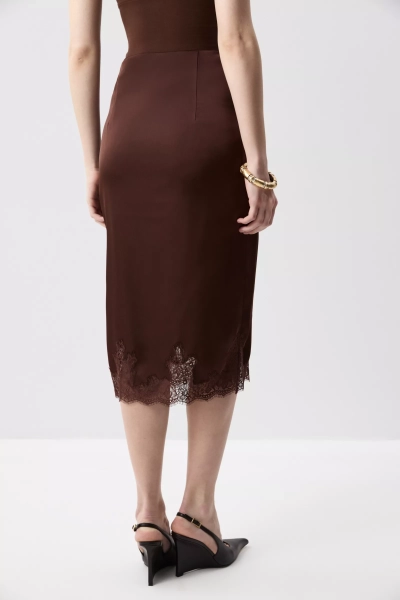 Юбка миди с кружевом по низу Charmstore, цвет: шоколадный, 116-57060-551 купить онлайн