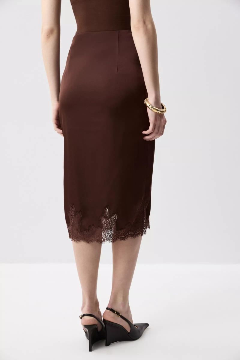 Юбка миди с кружевом по низу Charmstore, цвет: шоколадный, 116-57060-551 купить онлайн