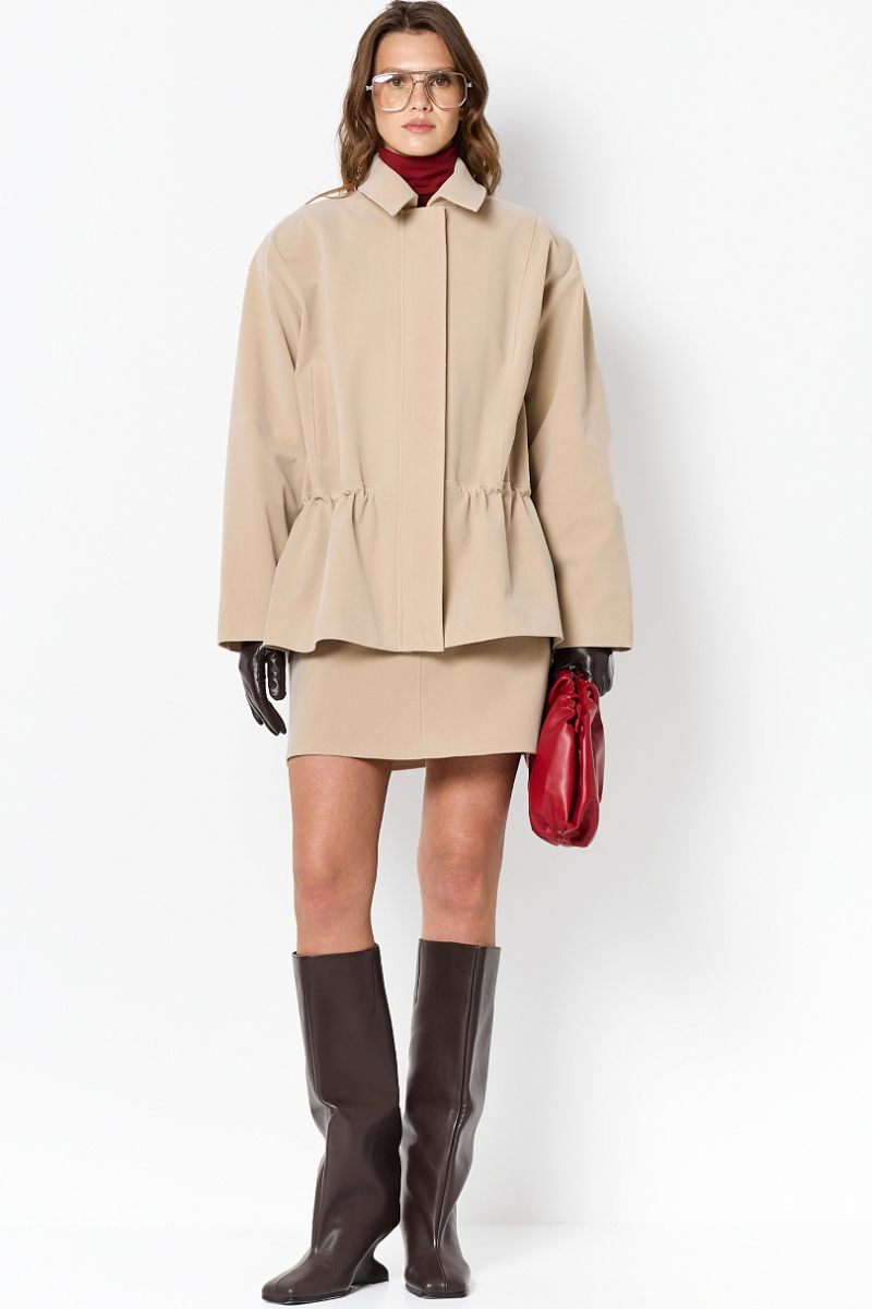 Парка из экозамши на молнии Ricoco, цвет: слоновая кость, 7060/2 купить онлайн