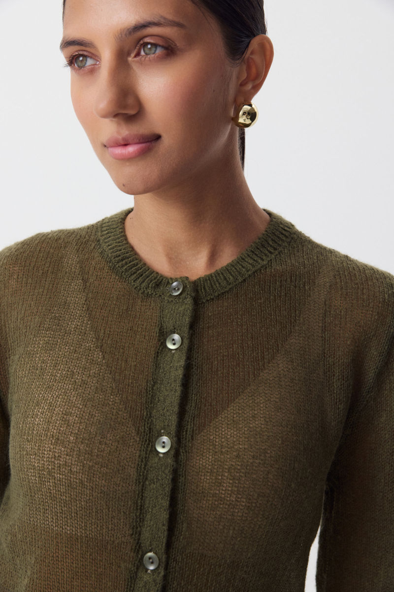 Кардиган с тонкой планкой Charmstore, цвет: хаки, 305-42085-779 купить онлайн