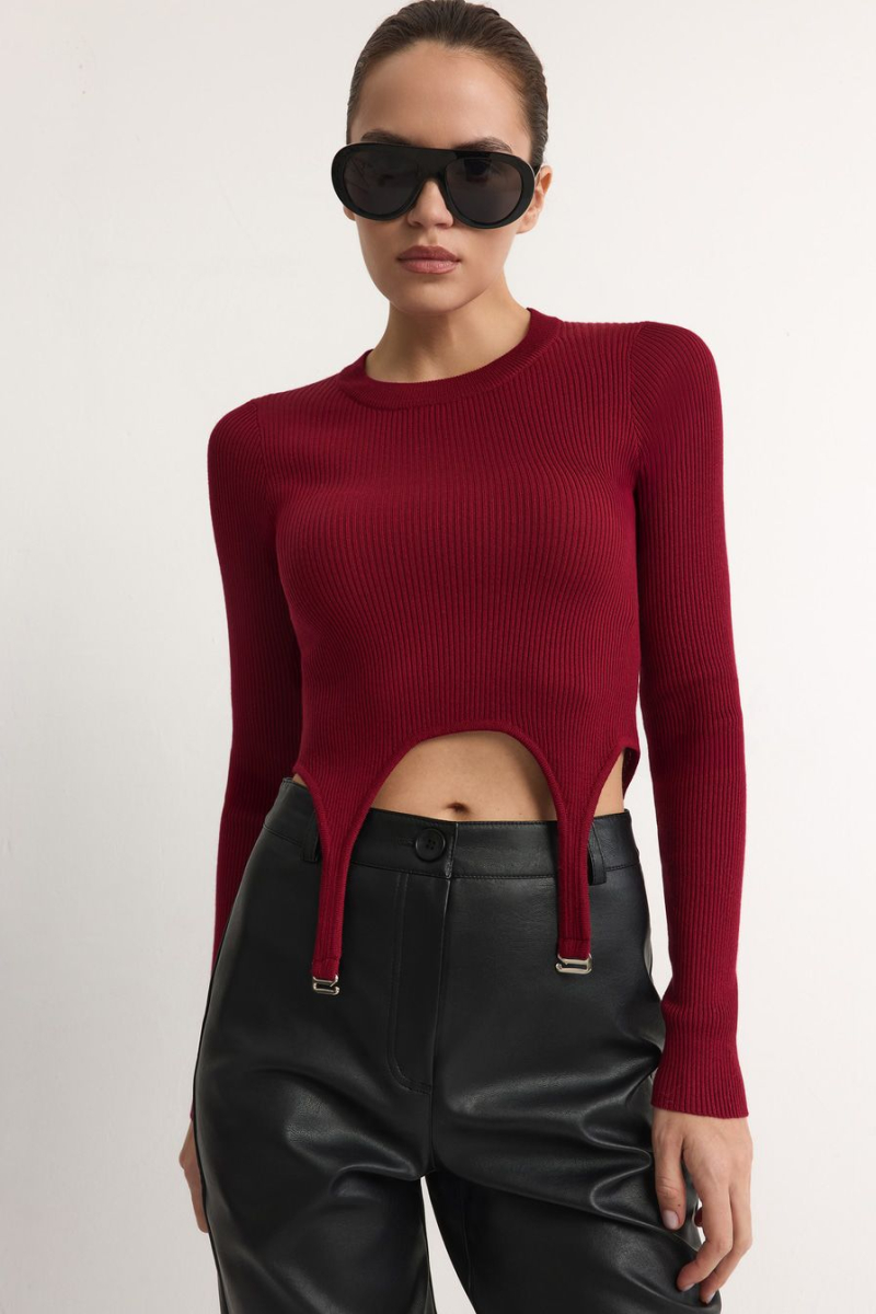Джемпер с баской TOPTOP, цвет: Бордовый, TT.050.17942.330 купить онлайн
