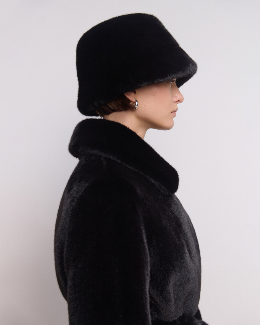 Панама из экомеха под норку Only me, цвет: Черный ГУ5101 купить онлайн