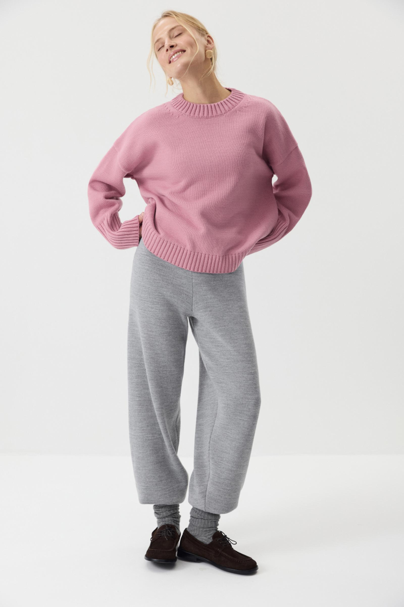 Джемпер из шерсти мериноса с круглым вырезом Charmstore, цвет: розовый, 303-45398-221 купить онлайн