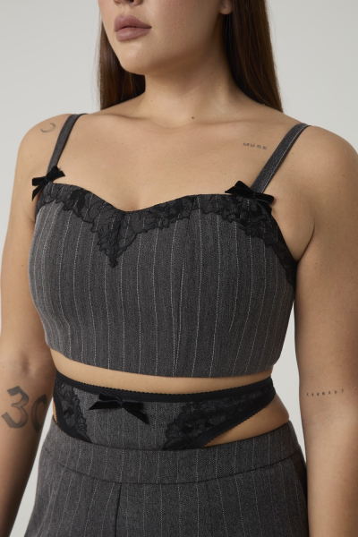 Топ с отделкой из кружева 4forms, цвет: серый, 65500 купить онлайн